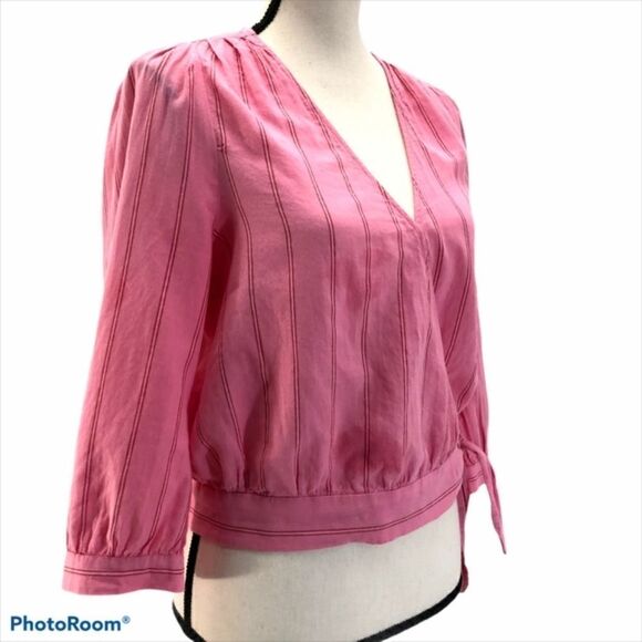 Madewell Faux Wrap Top with Deep V-Neck - Picture 2 of 8